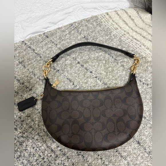 NWOT Coach Payton Hobo In Signature Canvas Brown Black Purse - Picture 7 of 9